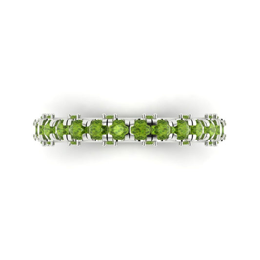 3.13 cttw Natural Peridot Round Cut White Gold Eternity Wedding Band
