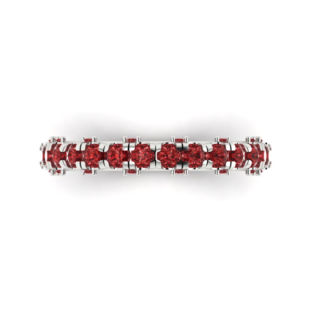 3.13 cttw Natural Garnet Round Cut White Gold Eternity Wedding Band