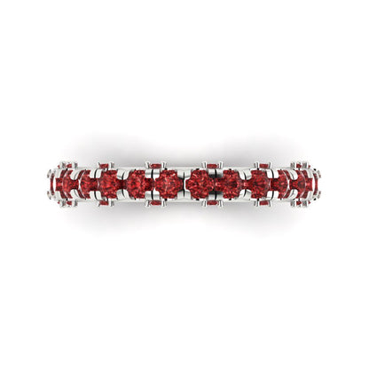 3.13 cttw Natural Garnet Round Cut White Gold Eternity Wedding Band
