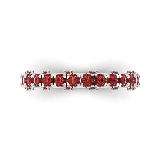 3.13 cttw Natural Garnet Round Cut White Gold Eternity Wedding Band