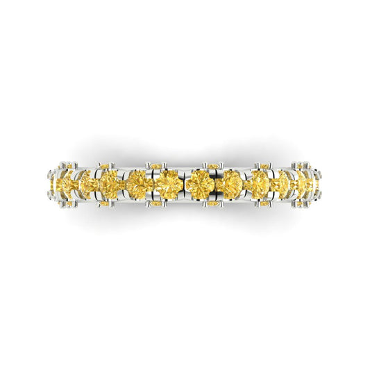 3.13 cttw Natural Citrine Round Cut White Gold Eternity Wedding Band