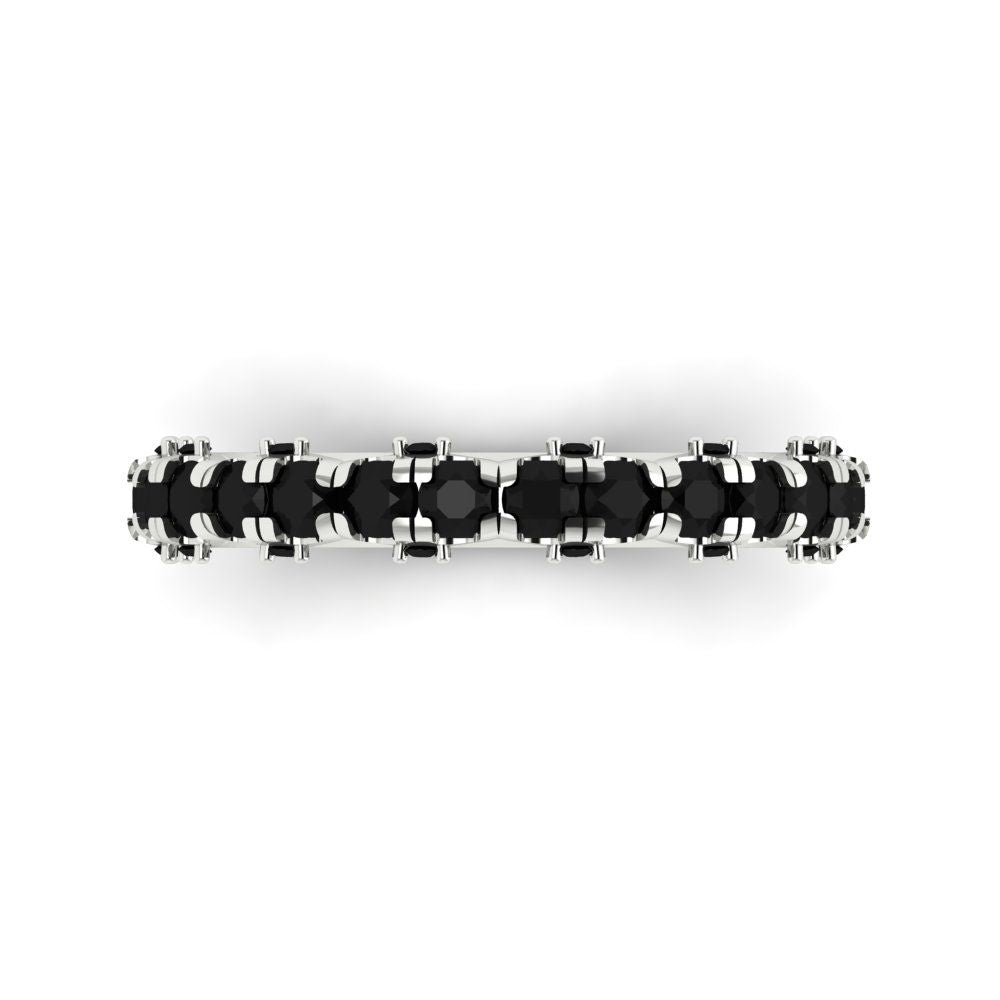 3.13 cttw Natural Onyx Round Cut White Gold Eternity Wedding Band