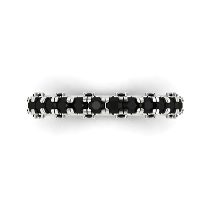3.13 cttw Natural Onyx Round Cut White Gold Eternity Wedding Band
