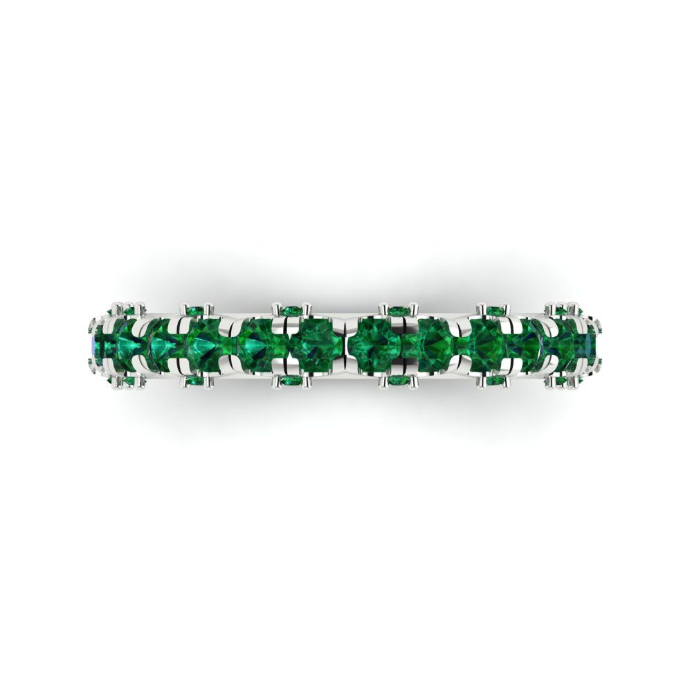 3.13 cttw Simulated Emerald Round Cut White Gold Eternity Wedding Band