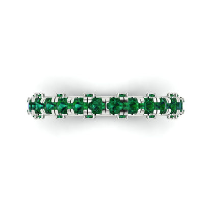 3.13 cttw Simulated Emerald Round Cut White Gold Eternity Wedding Band