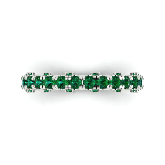 3.13 cttw Simulated Emerald Round Cut White Gold Eternity Wedding Band