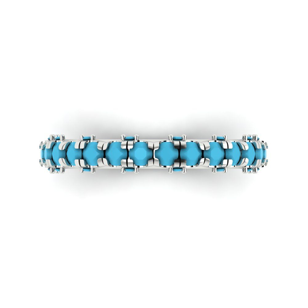 3.13 cttw Simulated Turquoise Round Cut White Gold Eternity Wedding Band