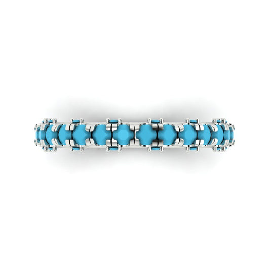 3.13 cttw Simulated Turquoise Round Cut White Gold Eternity Wedding Band