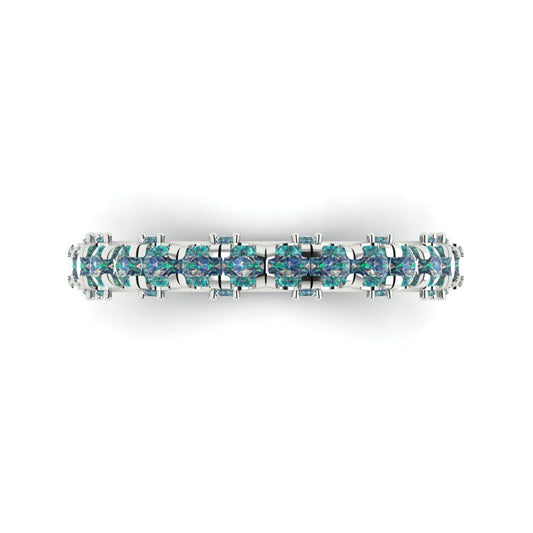 3.13 cttw Blue Moissanite Round Cut White Gold Eternity Wedding Band