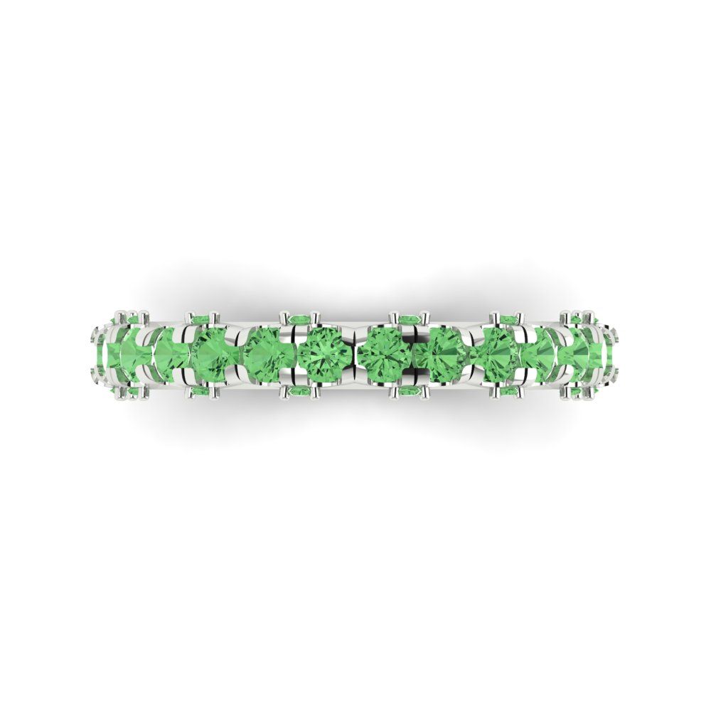 3.13 cttw Simulated Green Diamond Round Cut White Gold Eternity Wedding Band