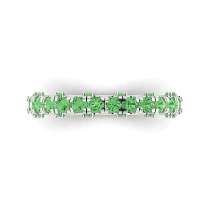 3.13 cttw Simulated Green Diamond Round Cut White Gold Eternity Wedding Band