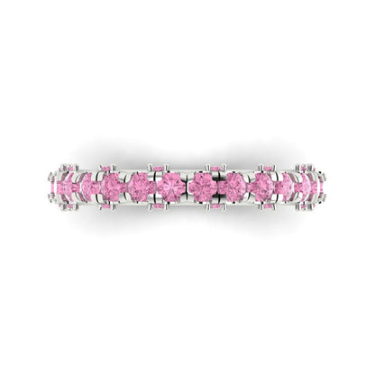 3.13 cttw Simulated Pink Diamond Round Cut White Gold Eternity Wedding Band