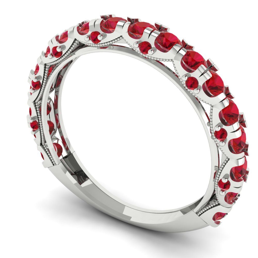 3.13 cttw Simulated Pink Tourmaline Round Cut White Gold Eternity Wedding Band
