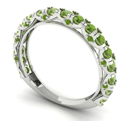 3.13 cttw Natural Peridot Round Cut White Gold Eternity Wedding Band