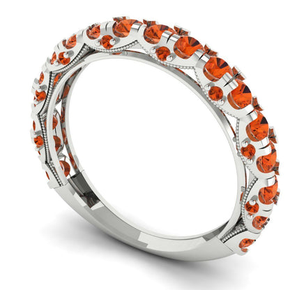 3.13 cttw Simulated Red Diamond Round Cut White Gold Eternity Wedding Band