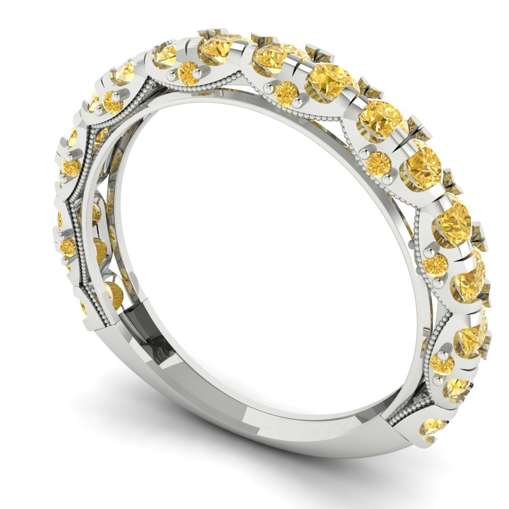 3.13 cttw Simulated Yellow Diamond Round Cut White Gold Eternity Wedding Band