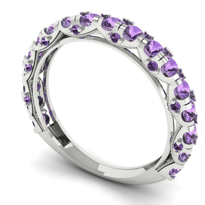 3.13 cttw Simulated Alexandrite Round Cut White Gold Eternity Wedding Band