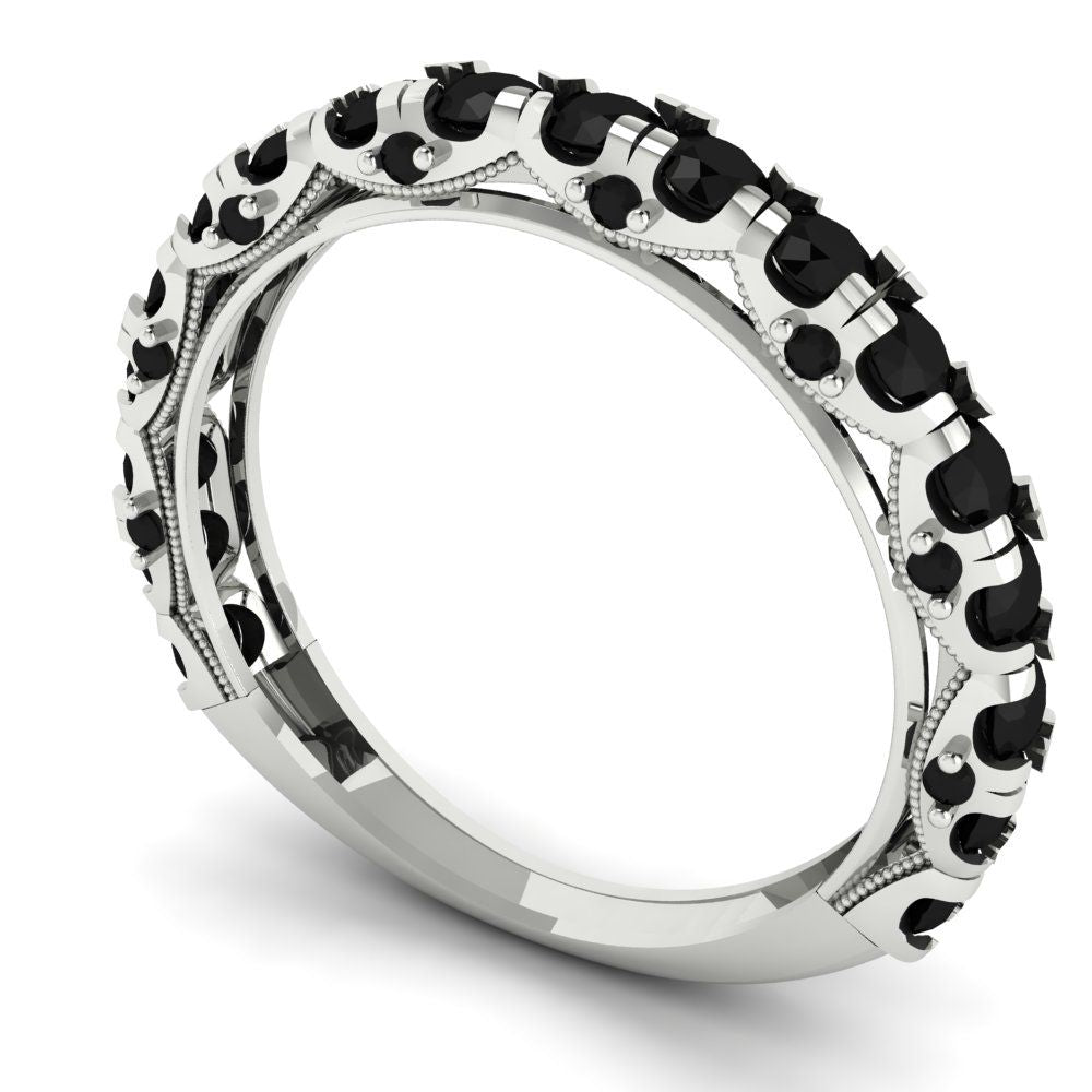 3.13 cttw Natural Onyx Round Cut White Gold Eternity Wedding Band