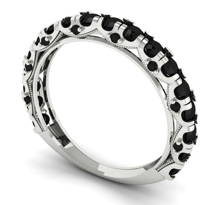3.13 cttw Natural Onyx Round Cut White Gold Eternity Wedding Band