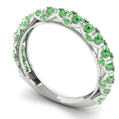 3.13 cttw Simulated Green Diamond Round Cut White Gold Eternity Wedding Band