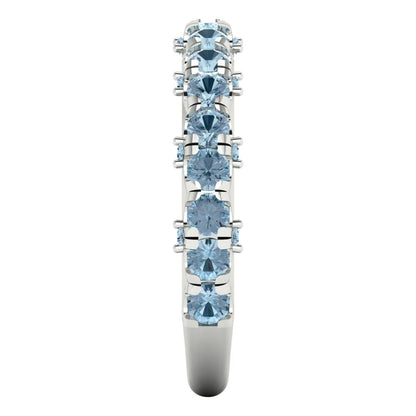 3.13 cttw Natural Sky Blue Topaz Round Cut White Gold Eternity Wedding Band