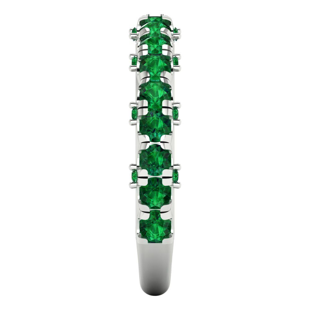 3.13 cttw Simulated Emerald Round Cut White Gold Eternity Wedding Band