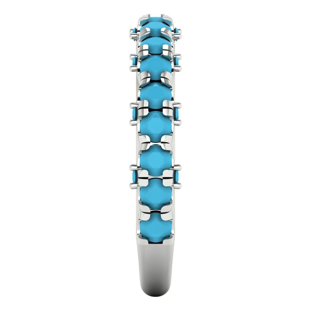 3.13 cttw Simulated Turquoise Round Cut White Gold Eternity Wedding Band