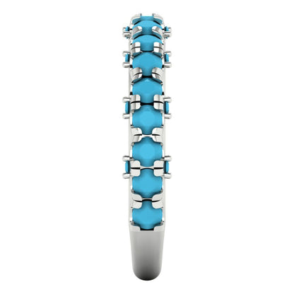 3.13 cttw Simulated Turquoise Round Cut White Gold Eternity Wedding Band