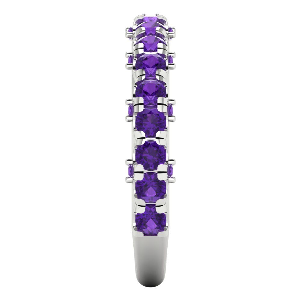 3.13 cttw Natural Amethyst Round Cut White Gold Eternity Wedding Band