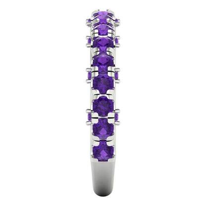 3.13 cttw Natural Amethyst Round Cut White Gold Eternity Wedding Band