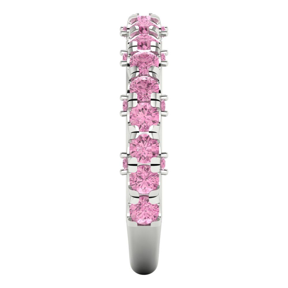 3.13 cttw Simulated Pink Diamond Round Cut White Gold Eternity Wedding Band