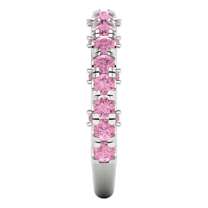 3.13 cttw Simulated Pink Diamond Round Cut White Gold Eternity Wedding Band