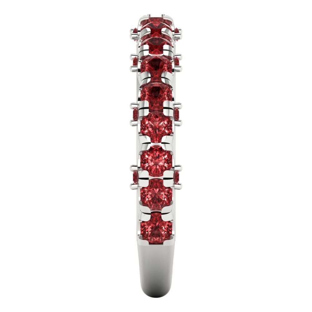 3.13 cttw Natural Garnet Round Cut White Gold Eternity Wedding Band