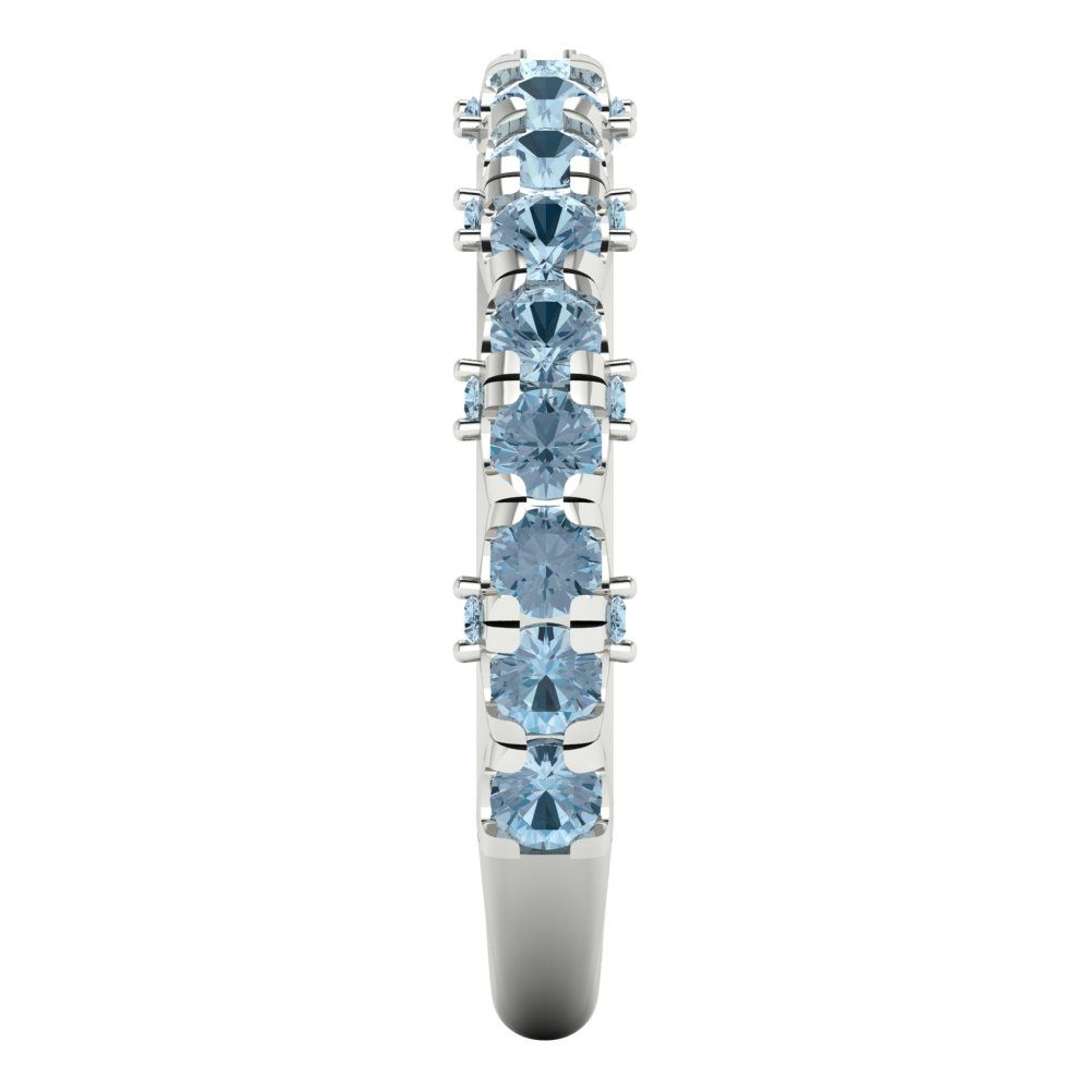 3.13 cttw Natural Swiss Blue Topaz Round Cut White Gold Eternity Wedding Band