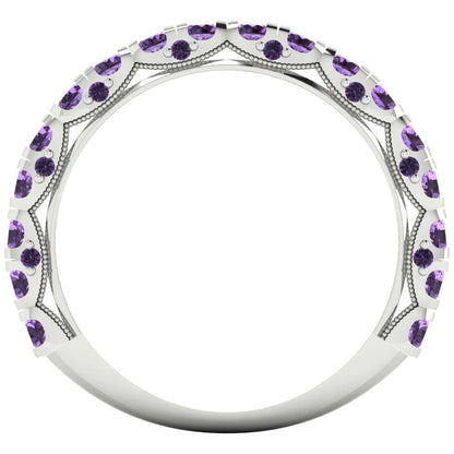 3.13 cttw Simulated Alexandrite Round Cut White Gold Eternity Wedding Band