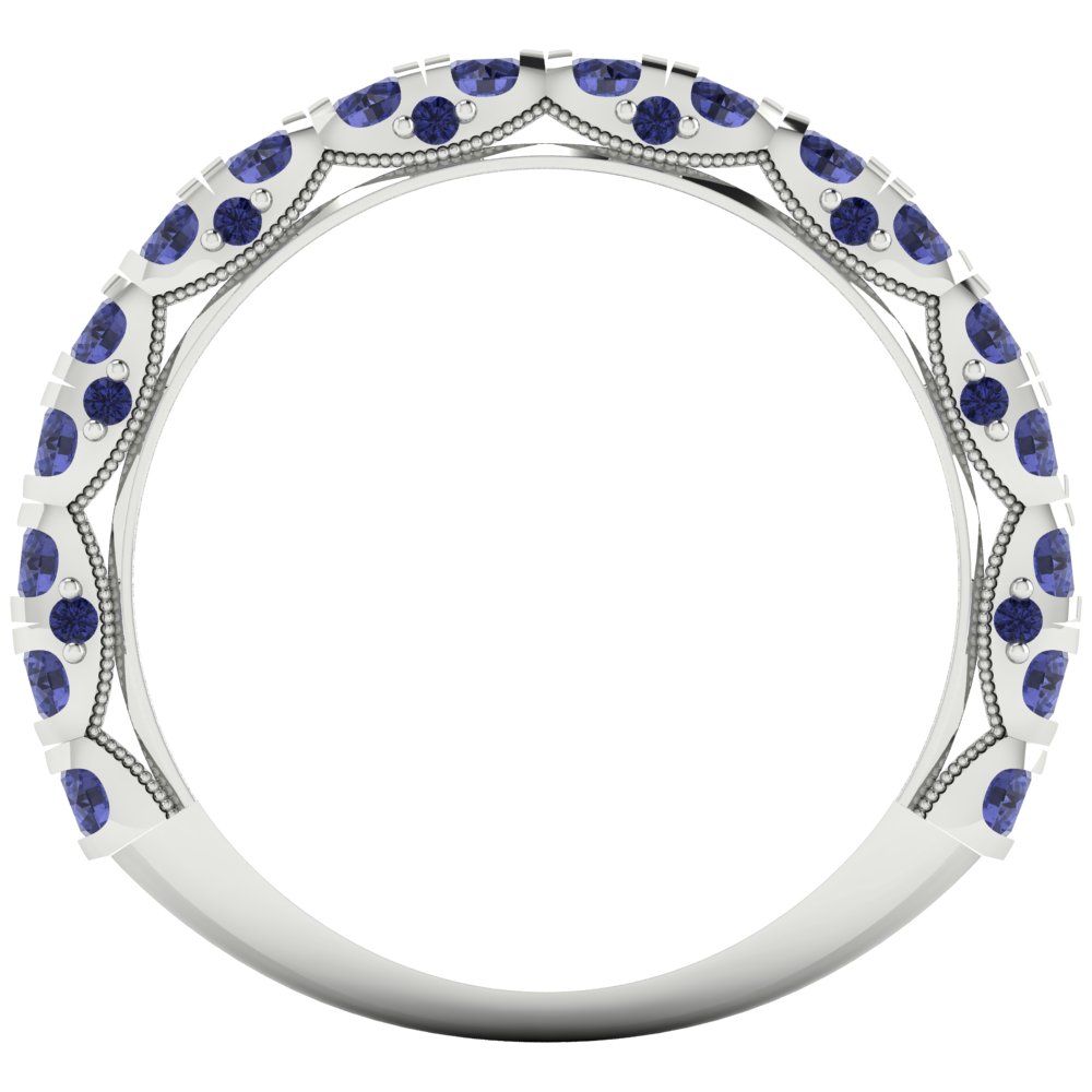 3.13 cttw Simulated Tanzanite Round Cut White Gold Eternity Wedding Band