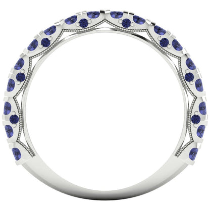 3.13 cttw Simulated Tanzanite Round Cut White Gold Eternity Wedding Band