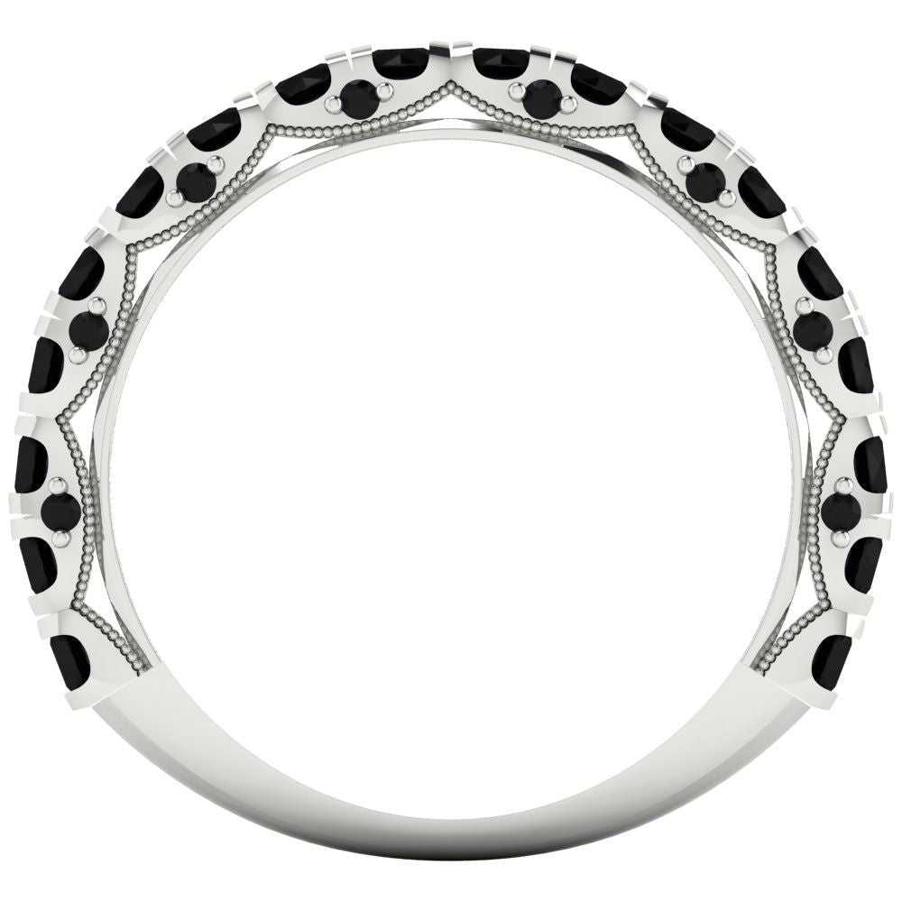 3.13 cttw Natural Onyx Round Cut White Gold Eternity Wedding Band