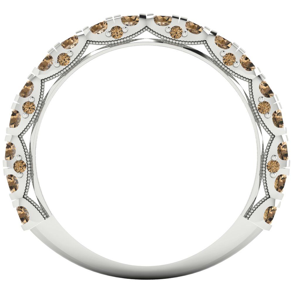 3.13 cttw Simulated Champagne Diamond Round Cut White Gold Eternity Wedding Band