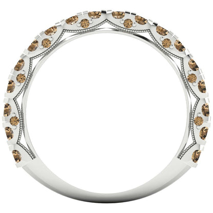 3.13 cttw Simulated Champagne Diamond Round Cut White Gold Eternity Wedding Band