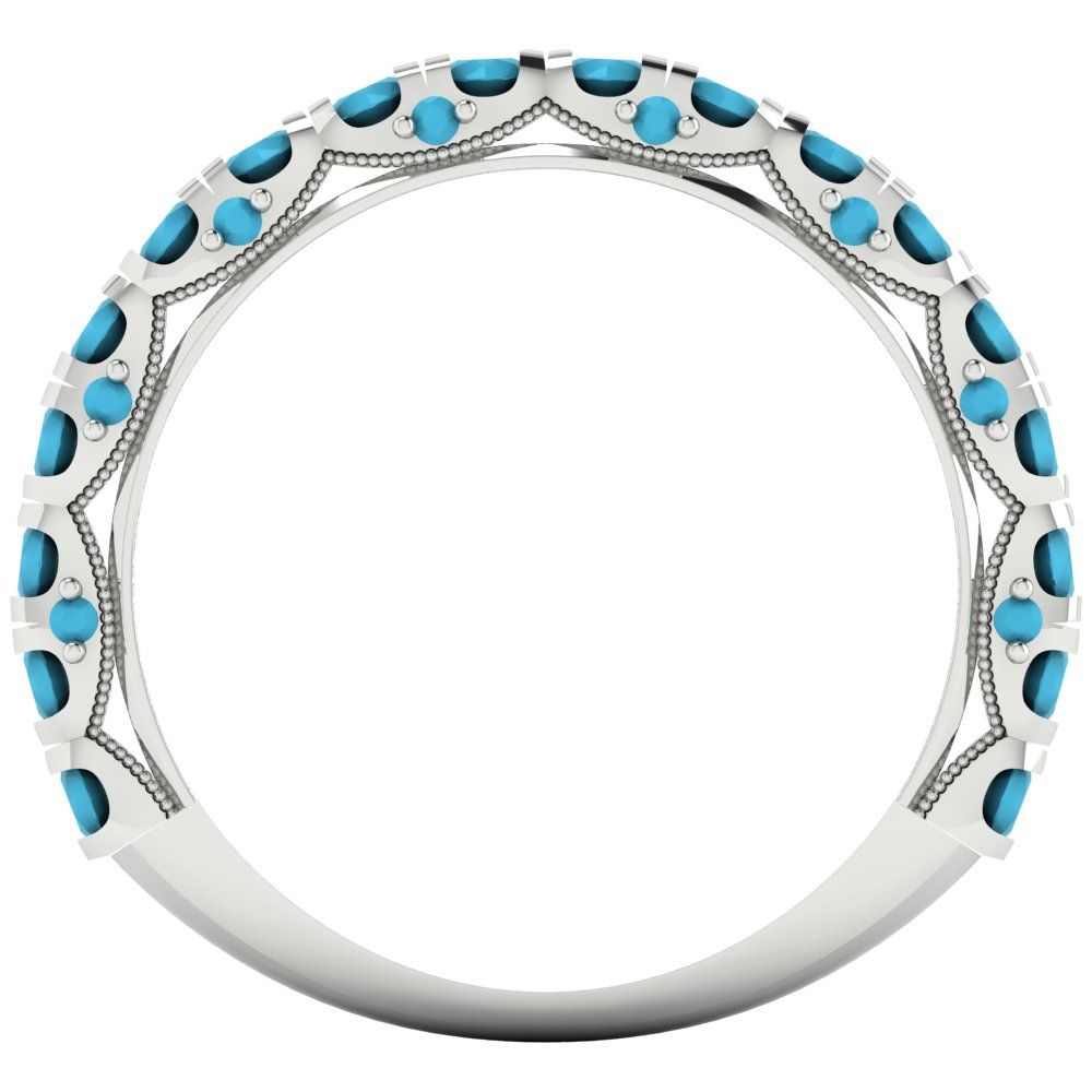 3.13 cttw Simulated Turquoise Round Cut White Gold Eternity Wedding Band