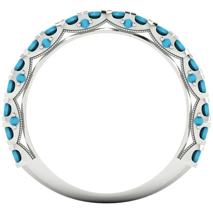 3.13 cttw Simulated Turquoise Round Cut White Gold Eternity Wedding Band