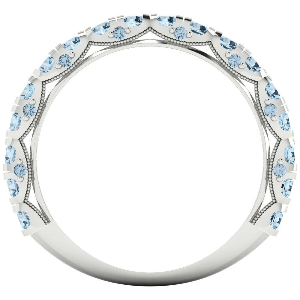 3.13 cttw Natural Aquamarine Round Cut White Gold Eternity Wedding Band