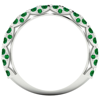 3.13 cttw Simulated Emerald Round Cut White Gold Eternity Wedding Band