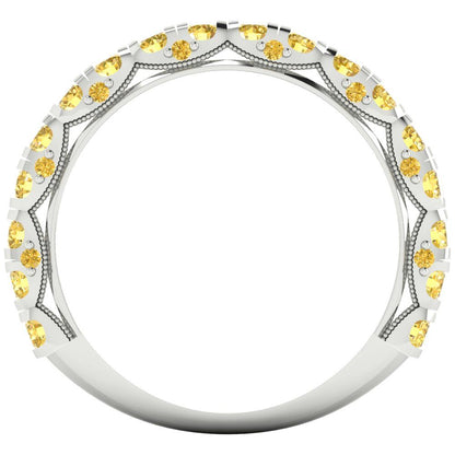 3.13 cttw Simulated Yellow Diamond Round Cut White Gold Eternity Wedding Band