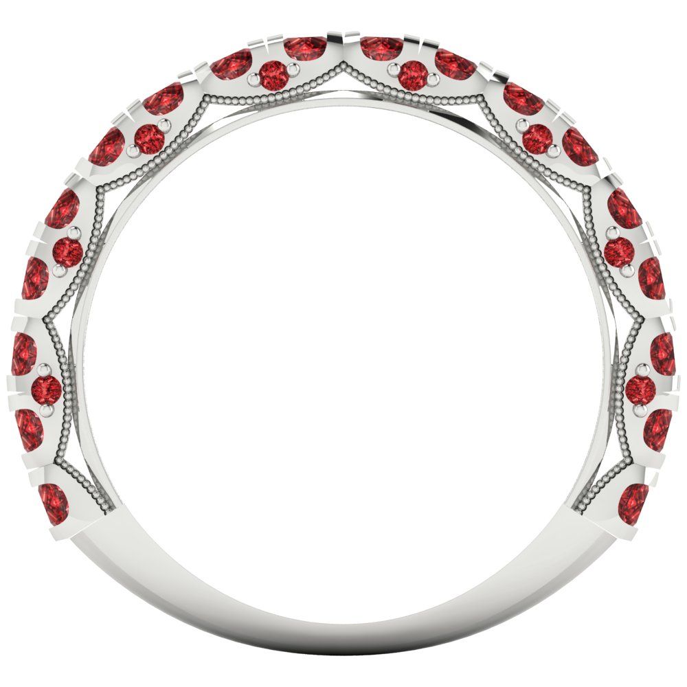 3.13 cttw Natural Garnet Round Cut White Gold Eternity Wedding Band