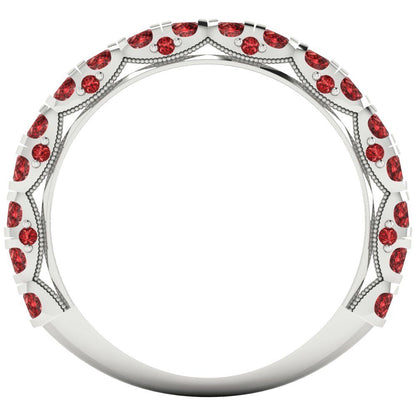 3.13 cttw Natural Garnet Round Cut White Gold Eternity Wedding Band