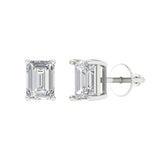 1.32 ct Brilliant Emerald Cut Solitaire Studs Natural Diamond Stone Clarity SI1-2 Color G-H White Gold Earrings Screw back