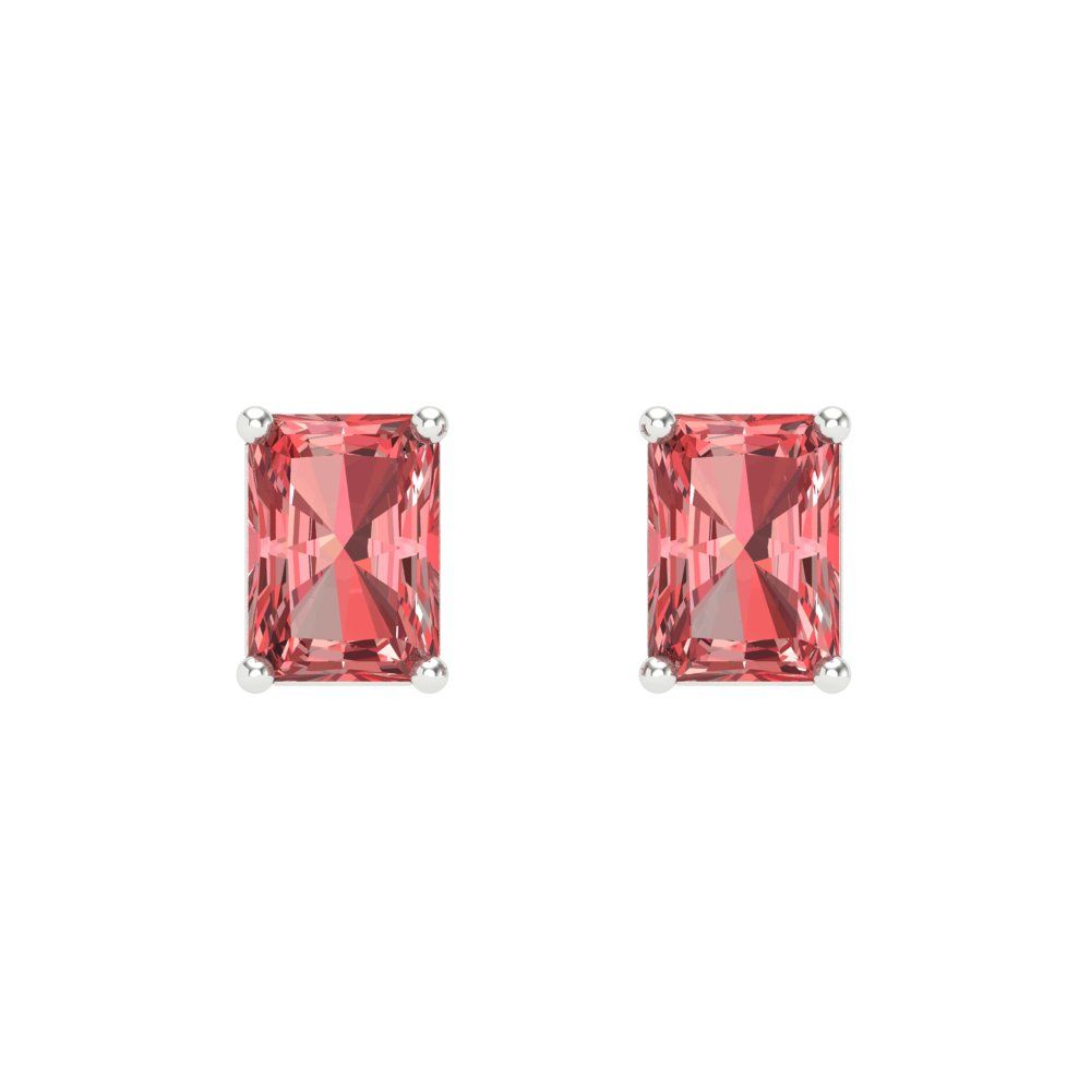 1 ctw Garnet Studs Earrings | 6x4mm Emerald Cut White Gold Screw back | January Birthstone