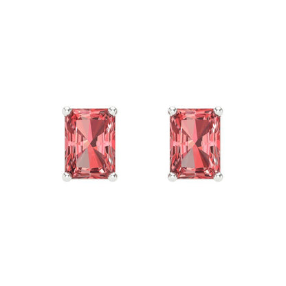 1 ctw Garnet Studs Earrings | 6x4mm Emerald Cut White Gold Screw back | January Birthstone